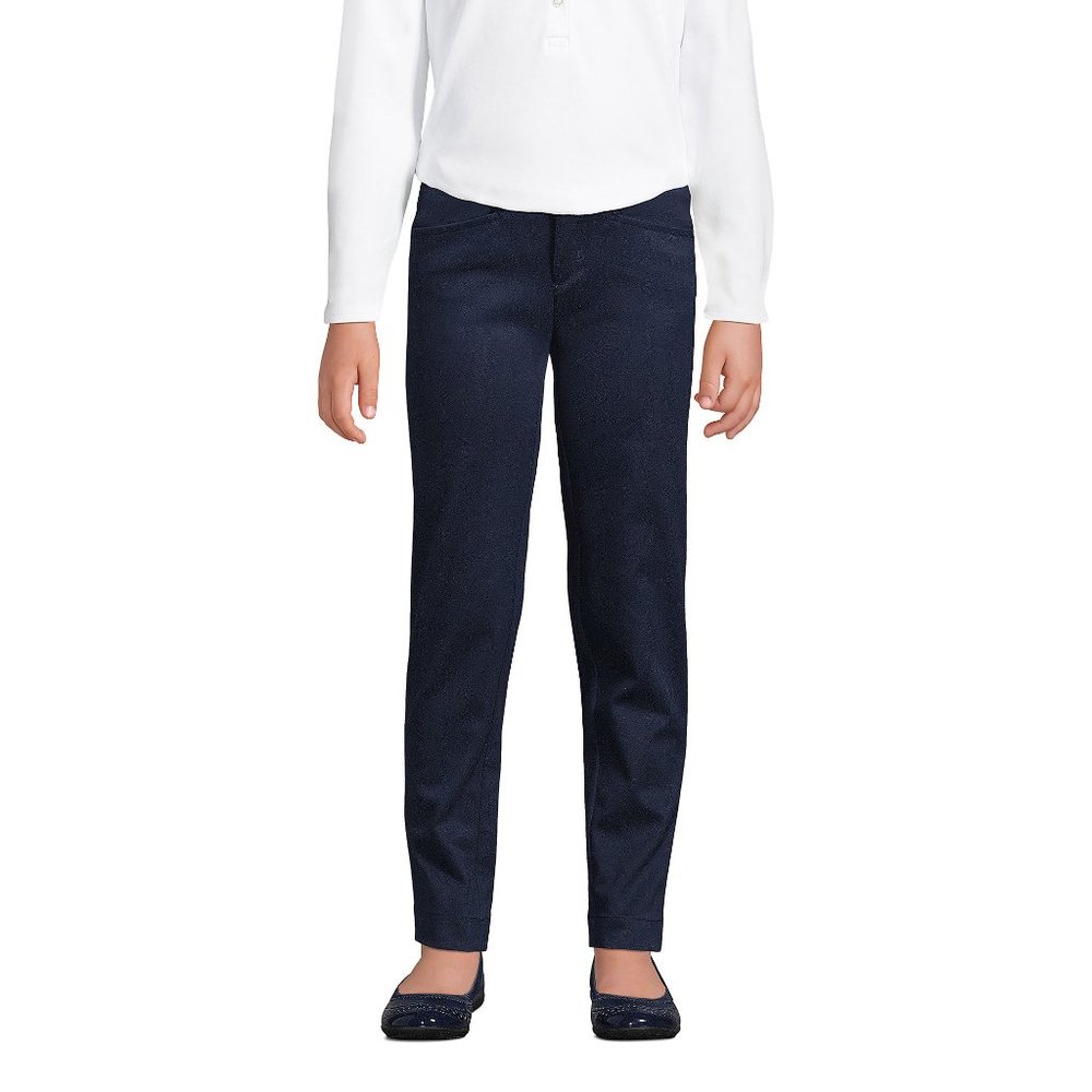 Lands' End School Uniform Girls Stretch Pencil Pants, Classic Navy, Unhemmed NWT